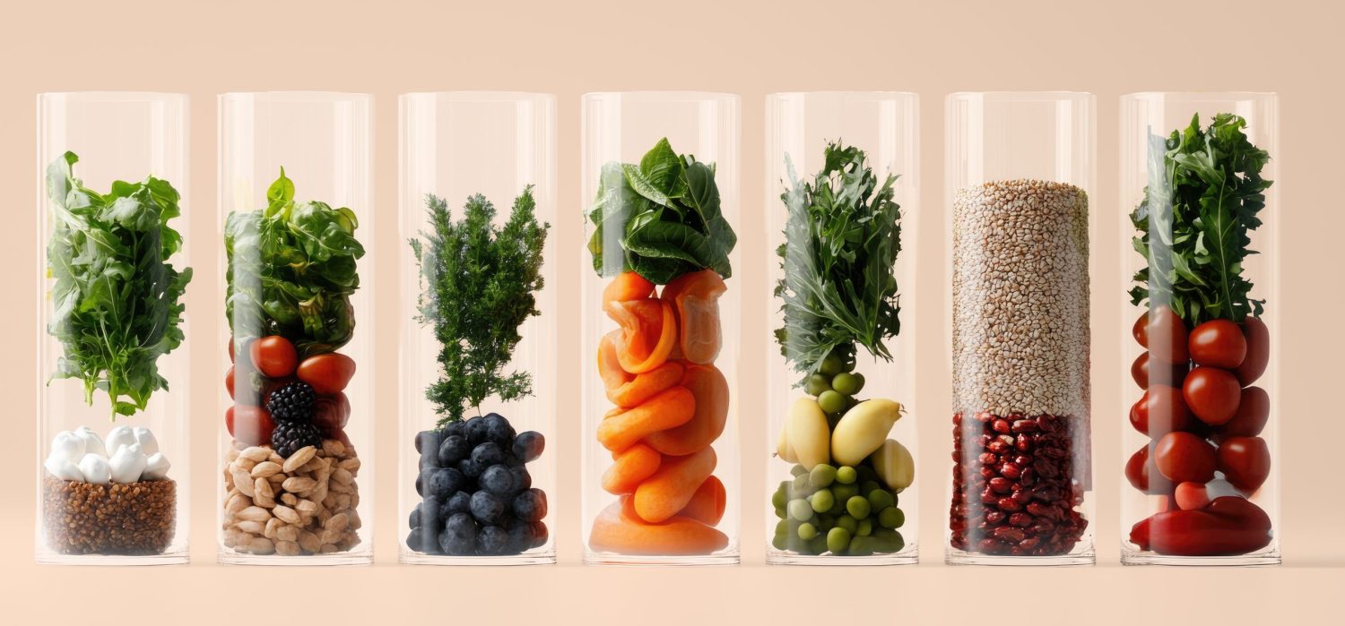 Raw foods in glasses